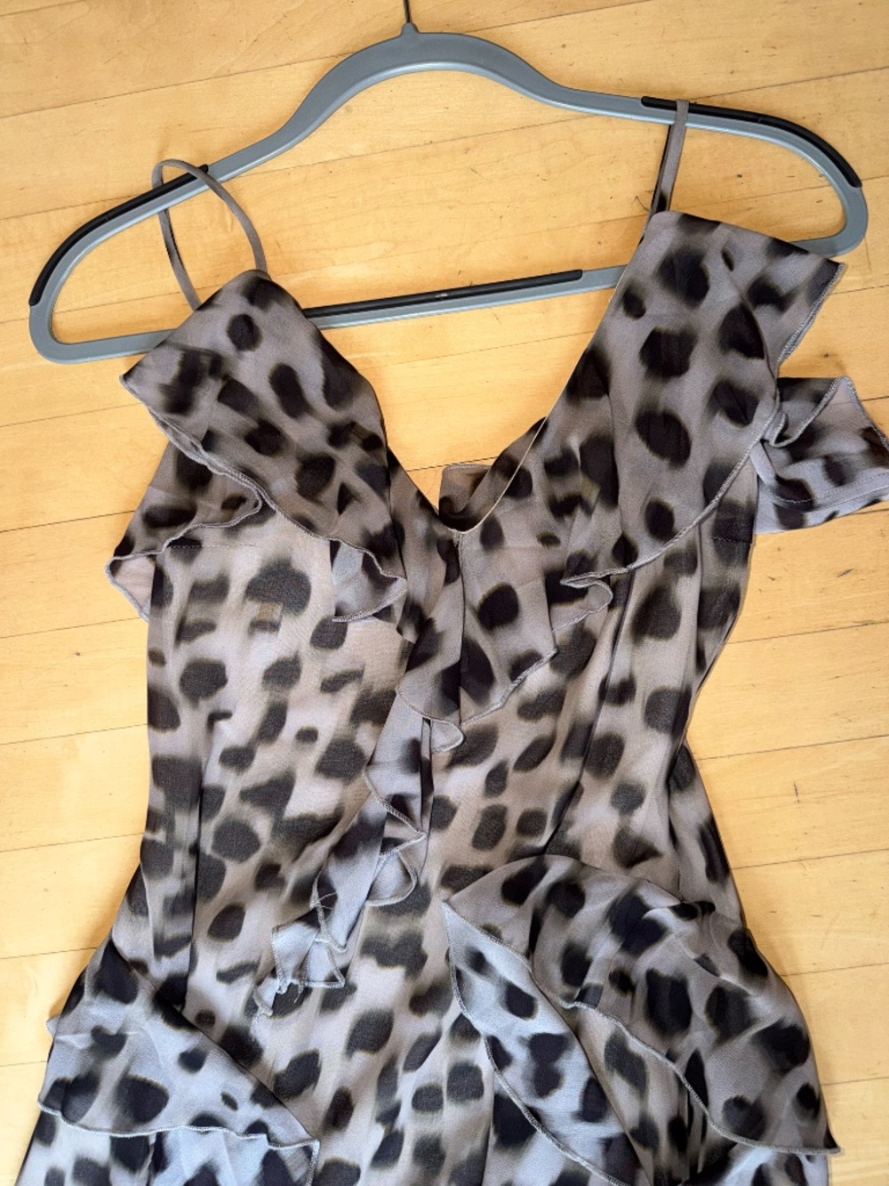 Sarah Hann by Anthropologie animal sheer ruffle dress, - Picture 5 of 6